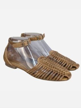 Seychelles Trinket Huarache Ankle Strap Flat Cognac Size 9